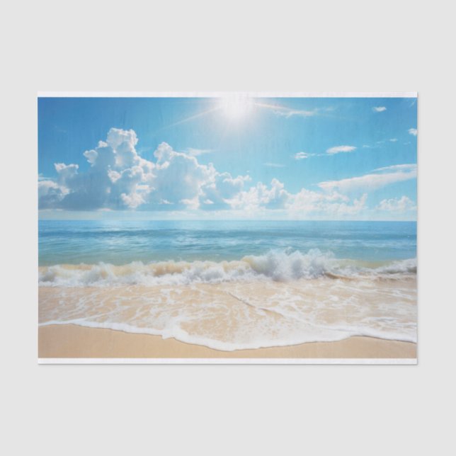 Papel De Seda Cena de Praia Ensolarada  (Frente )