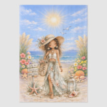 Cena de Praia Feminina em Estilo Boho Fofo Decoupa
