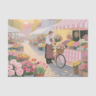 Papel De Seda Cena de Rua da Flor Ensolarada