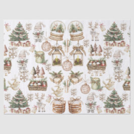 Papel De Seda Cena Elegante de inverno com aves e ornamentos