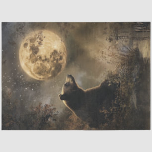 Papel De Seda Cena Noturna do Urso de Dissociação na Lua Complet