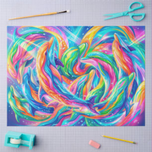 Papel De Seda Cenário de Sonhos de Golfinho Vibrante – Boho Psic