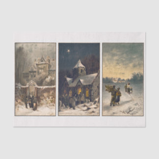 Papel De Seda Cenas de inverno dos natais vintages (1865-1899)
