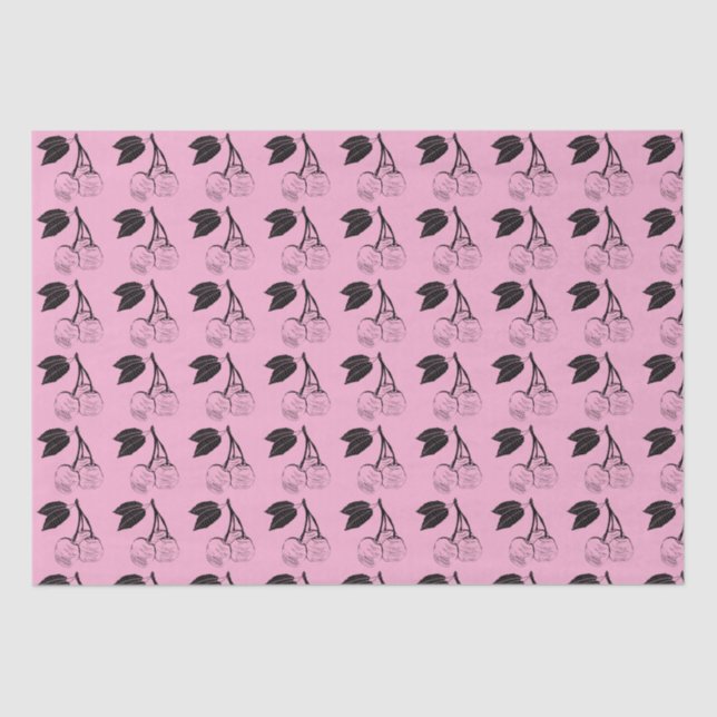 Papel De Seda Cerejas negras em PInk (Frente )