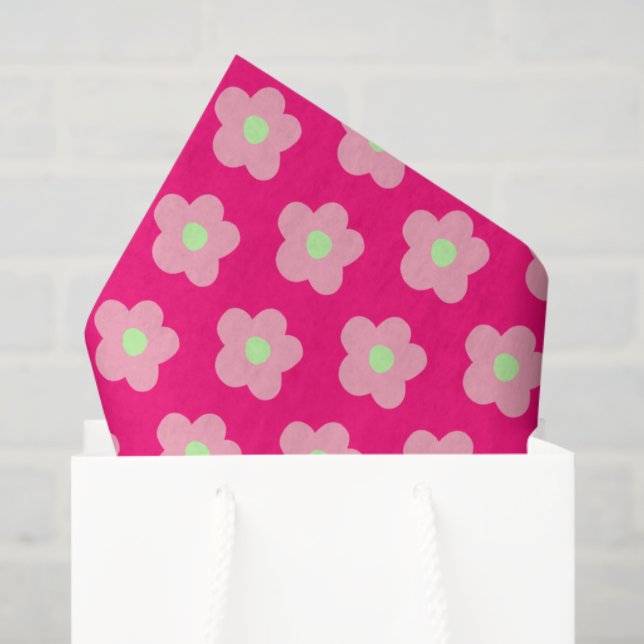 Papel De Seda Cerejeiras em Flor sobre o Rosa (Sacola de presentes)