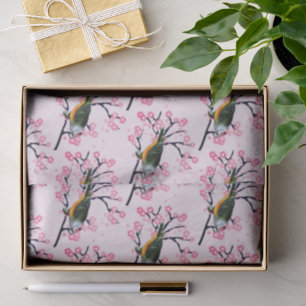 Papel De Seda Cerejeiras Rosa e Decoupage de Pássaro Canoro