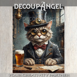 Papel De Seda Cerveja de bebendo de Gato de Dapper - Decoupage -