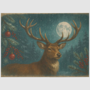 Papel De Seda Cervo ao Luar – Festa de Natal Rústica na Floresta