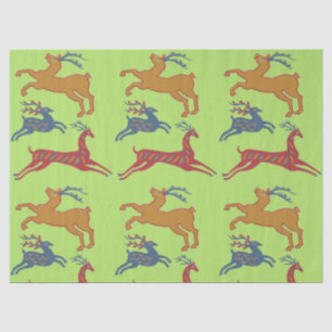 Papel De Seda Cervo da Arte Popular Americana Vintage em Cor Per