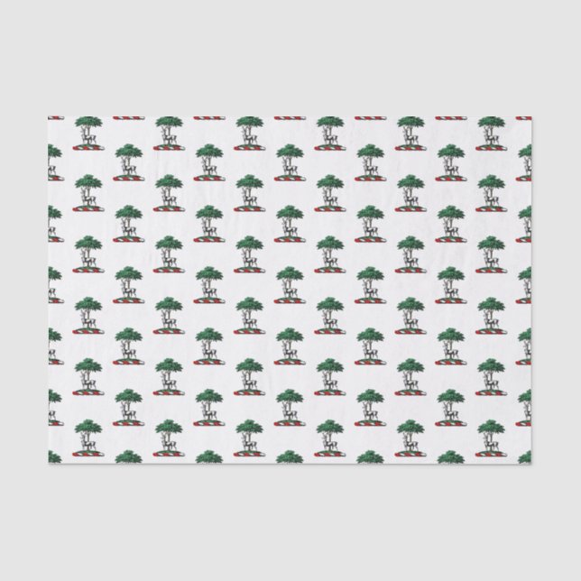 Papel De Seda Cervo Veado junto à Árvore Emblema do Brasão Herál (Frente )