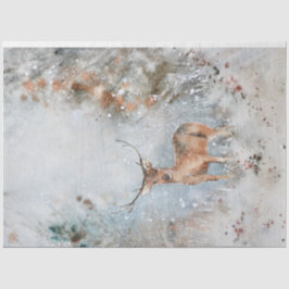 Papel De Seda Cervos em Neve Natal com Aquarela Caprichosa