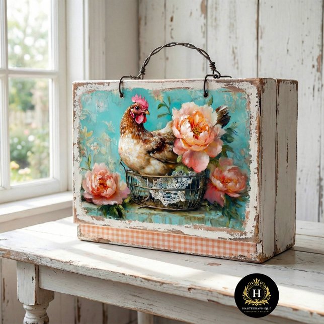Papel De Seda Cesta de Arame Rústica com Peônias em Decoupage (Criador carregado)