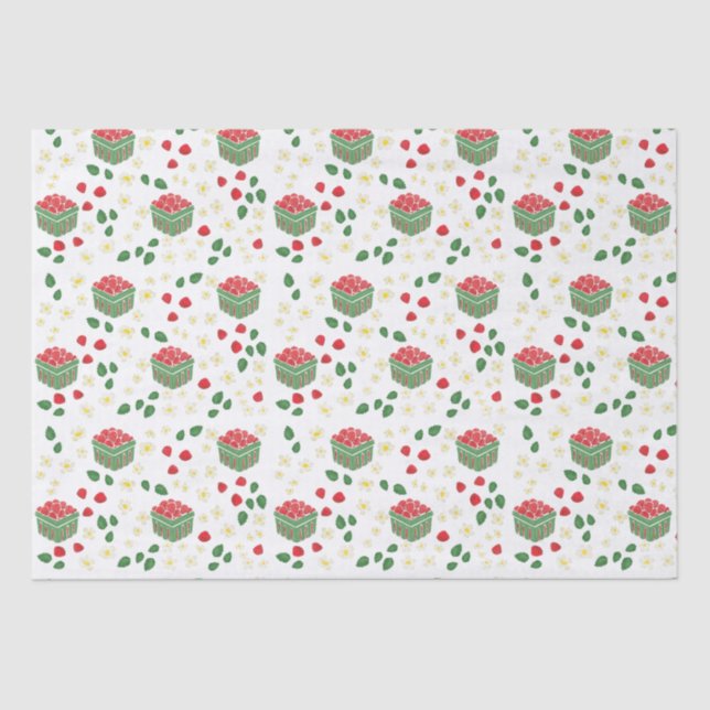 Papel De Seda Cestas de Frutas Morango Flores Verão  (Frente )