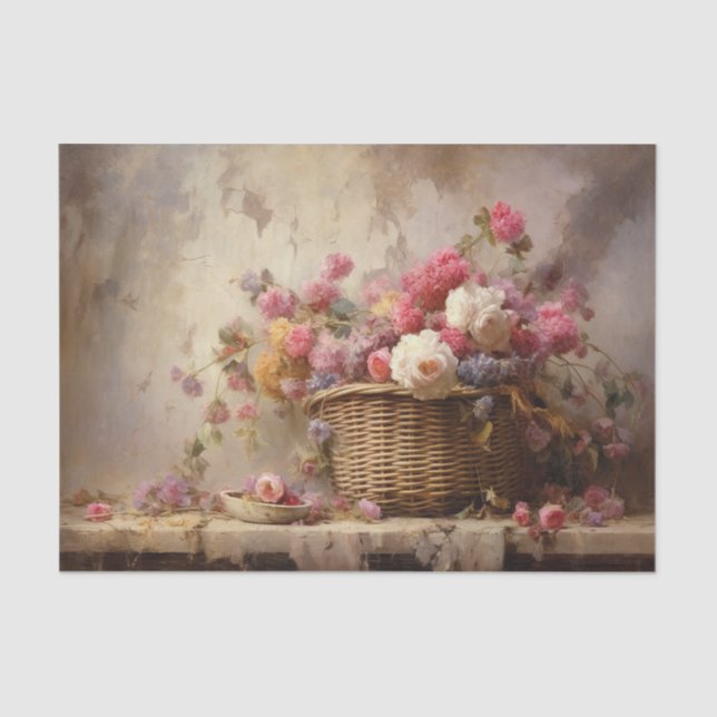 Papel De Seda Cesto de Flores (Frente )