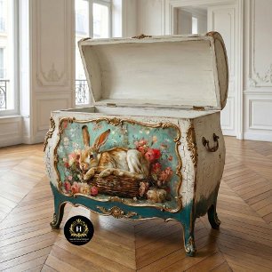 Papel De Seda Cesto Decoupage Vintage com Coelho e Flores