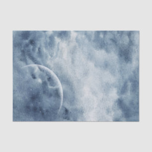 Papel De Seda céu azul temperamental aquarela estrelas lua cresc