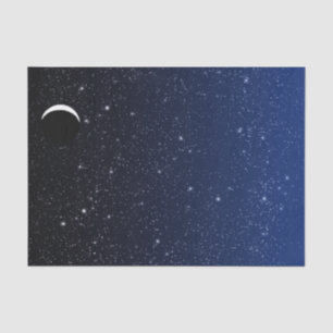 Papel De Seda Céu estrelado e lua do crescente, azul profundo a