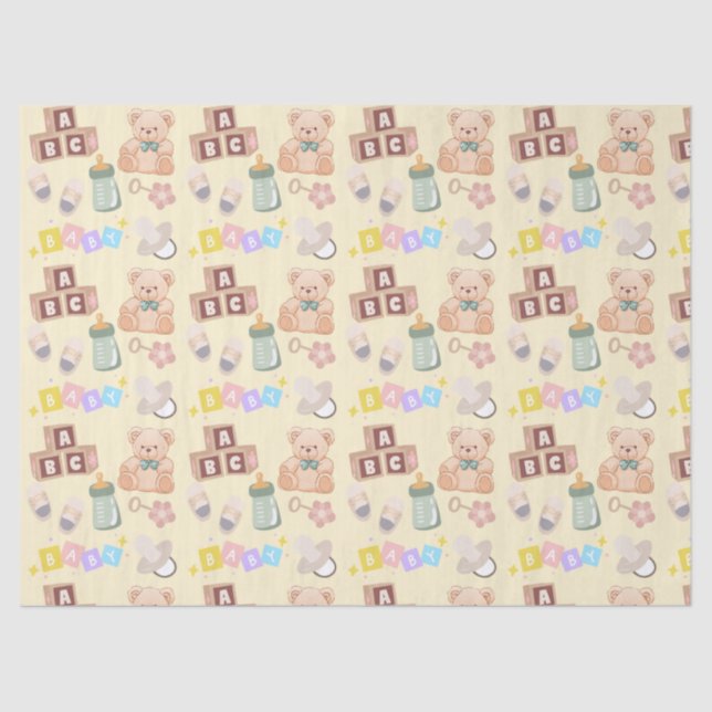 Papel De Seda Chá de Bebê Blocos e Brinquedos (Frente )