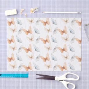 Papel De Seda Chá de Bebê Chuva de Borboletas Azuis e Pêssegos