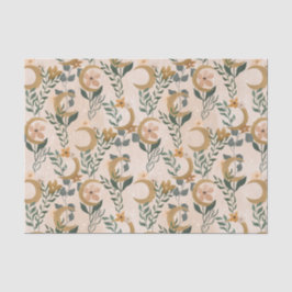 Papel De Seda Chá de Bebê de Noiva Boho Rosa Verde Botânico Lua