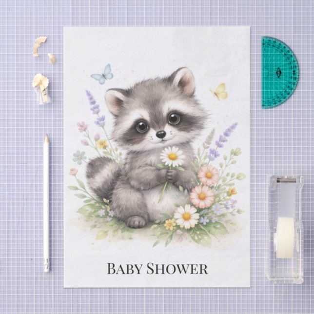 Papel De Seda Chá de Bebê do Floresta Fofa de Guaxinim (Arte )
