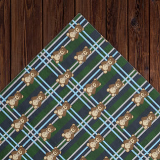 Papel De Seda Chá de Bebê do Ursinho Xadrez Elegante