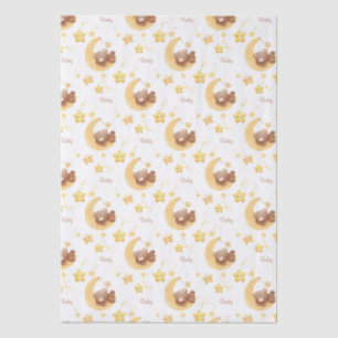 Papel De Seda Chá de Bebê do Urso de Pelúcia Personalizado Lua