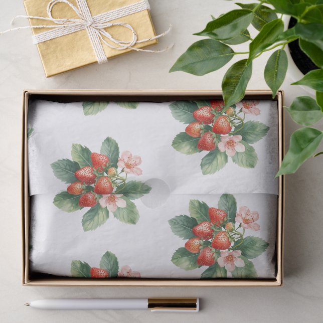 Papel De Seda Chá de Bebê Doce Morango Fruta Rústica (Presente)