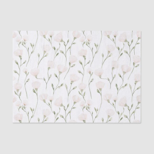 Papel De Seda Chá de Bebê Rosa Floral Bege (Frente )
