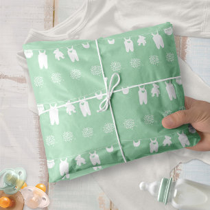 Papel De Seda Chá de Bebê Verde Menta Minimalista e Neutro em Gê