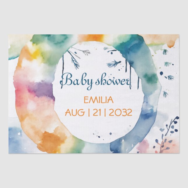 Papel De Seda Chá de fraldas BOHO de Cubo Personalizado (Frente )