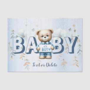 Papel De Seda Chá de fraldas Gelado Urso Azul Floral Belo