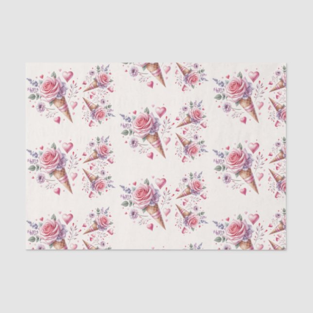 Papel De Seda Chá de Noiva com Sorvete de Aquarela Capturado (Frente )