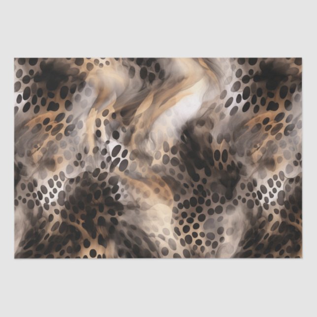 Papel De Seda Chá de Noiva de Leopardo Creme Preto Animal (Frente )