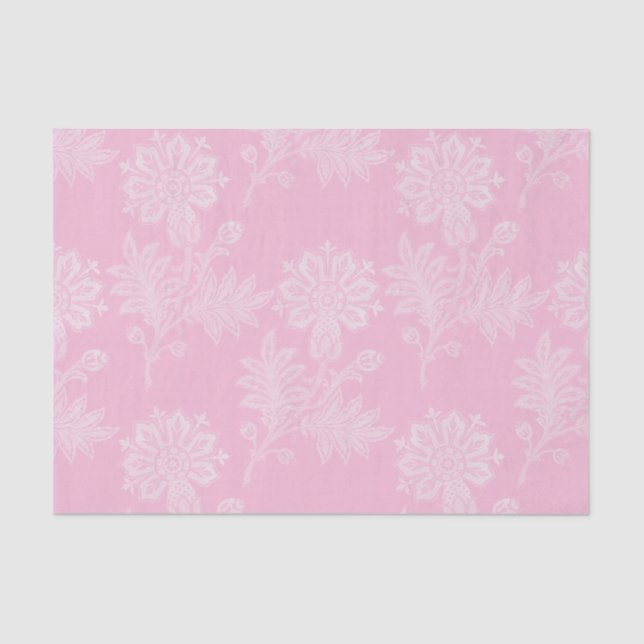 Papel De Seda Chá de Noiva de Renda Floral Rosa (Frente )
