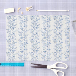 Papel De Seda Chá de Noiva Floral Branco Azul Bonito
