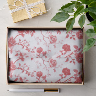 Papel De Seda Chá de Noiva Floral de Rosas Vermelhas