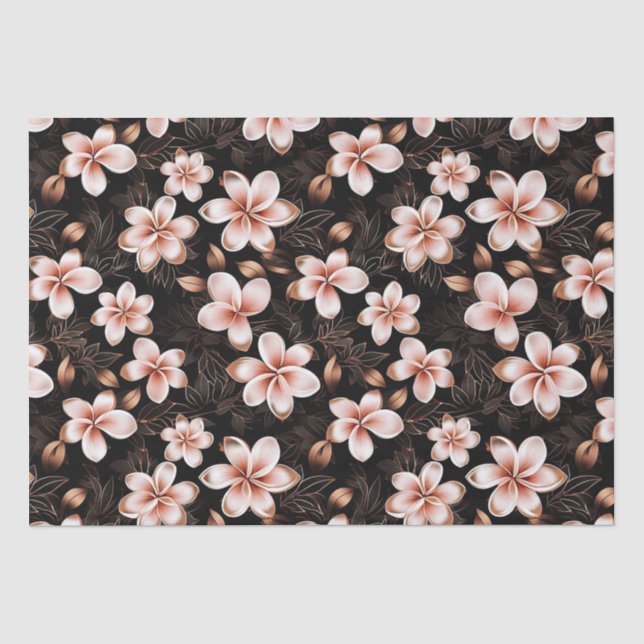 Papel De Seda Chá de Noiva Floral Rosa Dourado com Preto (Frente )
