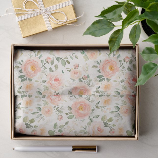 Papel De Seda Chá de Noiva Flores de Pêssego Lindas (Presente)