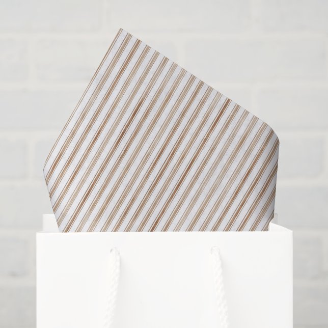 Papel De Seda Chá de Noiva Listras Creme Marrom Laço Cacau (Sacola de presentes)