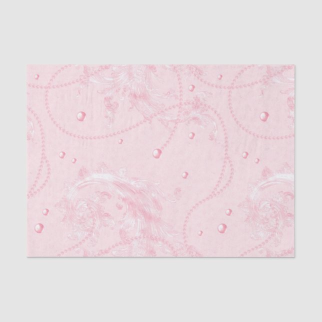 Papel De Seda Chá de Noiva Pérolas Elegantes Rosa Pálido (Frente )