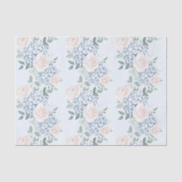 Papel De Seda Chá de panela Romântico de Flores Azuis Rosa