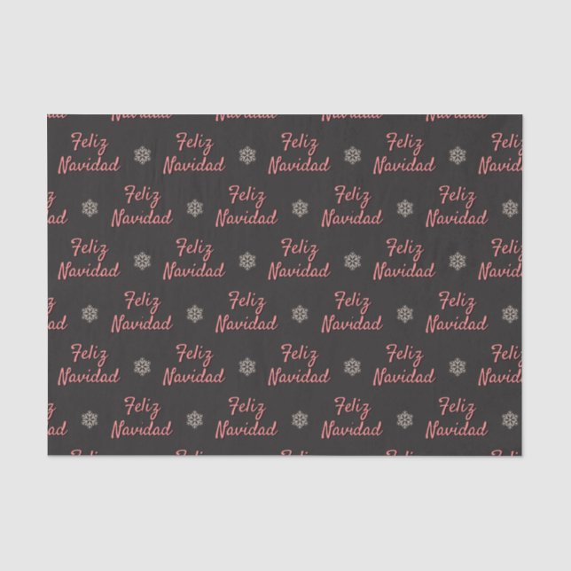Papel De Seda Chalkboard Feliz Navidad & Snowflakes (Frente )