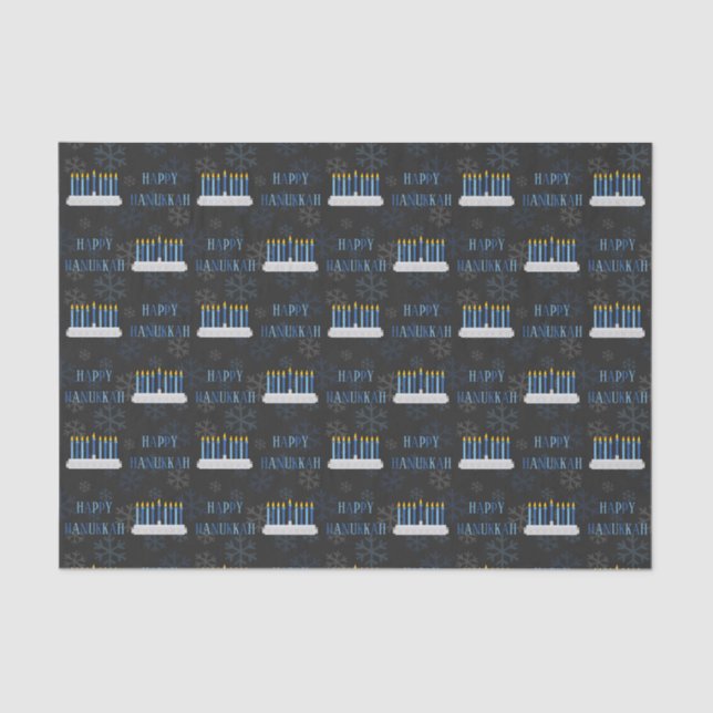 Papel De Seda Chalkboard Happy Hanukkah Candles (Frente )