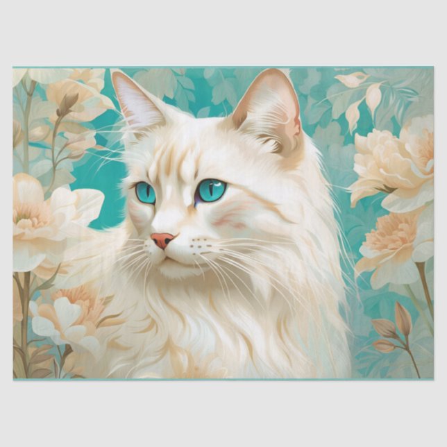 Papel De Seda chama Lynx Point Retrato Siamês (Frente )