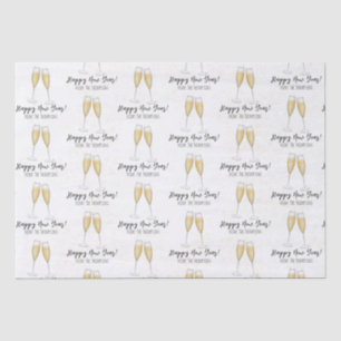 Papel De Seda Champagne de felizes anos novos Dourada