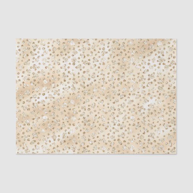 Papel De Seda Champagne Faux Glitter Cheetah Spots (Frente )