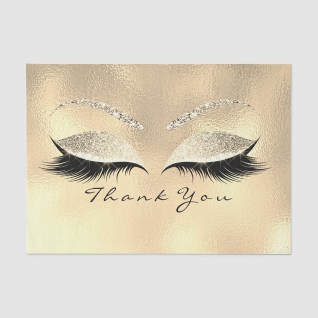 Papel De Seda Champaigne Bridal Dourada Glitter Obrigado Olhos (Frente )