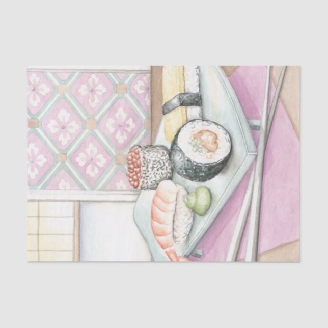 Papel De Seda Chapa de Sushi com Chopsticks (Frente )