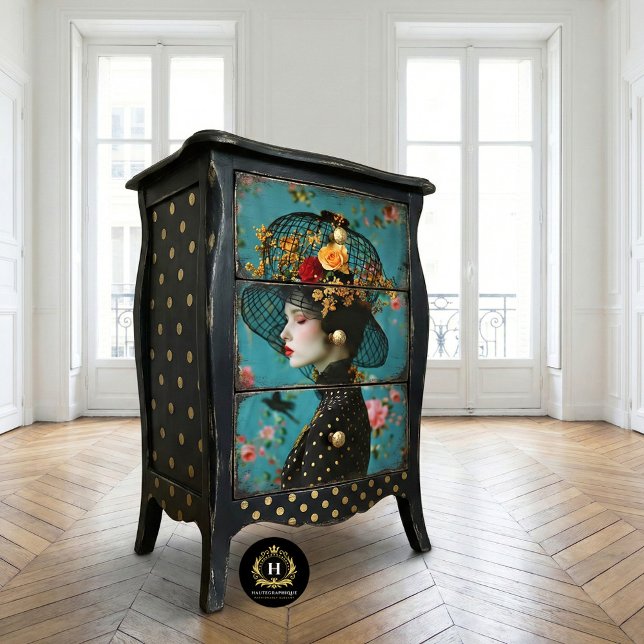 Papel De Seda Chapéu de Aves Dourado e Preto Elegante (Criador carregado)